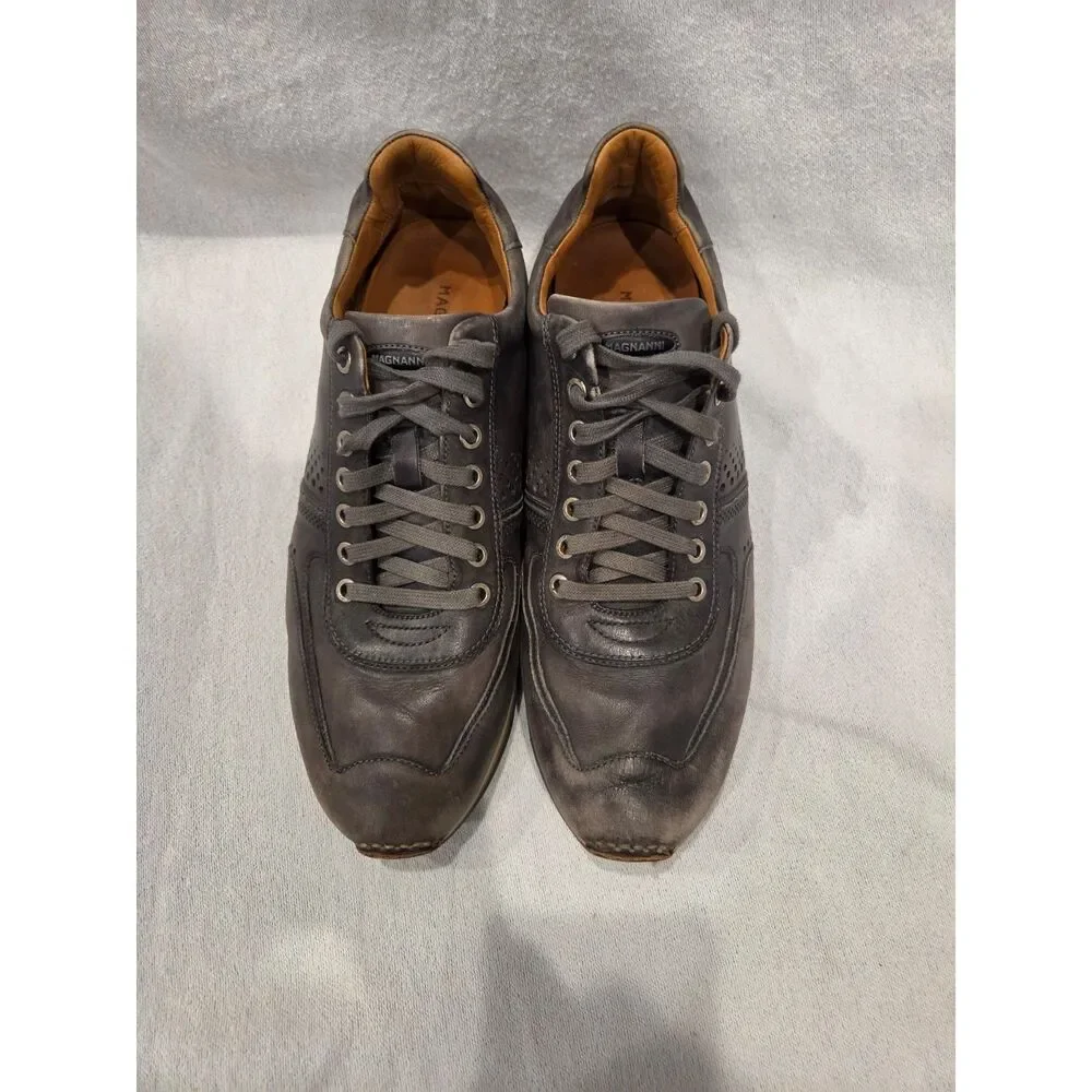 Magnanni Cristian Men's Gray Leather Casual Dress Sneaker Shoes Sz 9.5